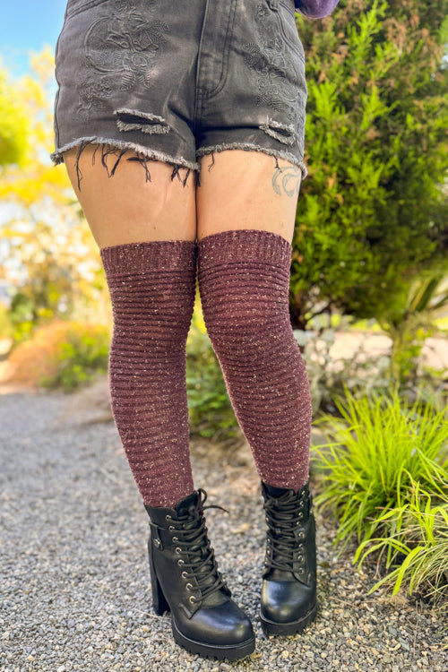 Slinky Tweed Knit Thigh High Socks
