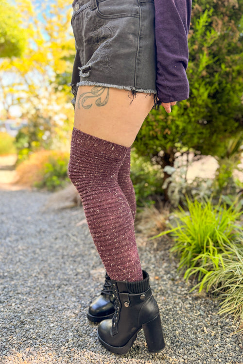 Slinky Tweed Knit Thigh High Socks