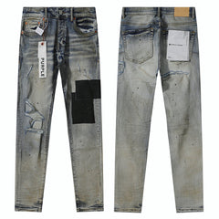 Purple Brand Mud Wash Patchwork Distressed Denim Jeans