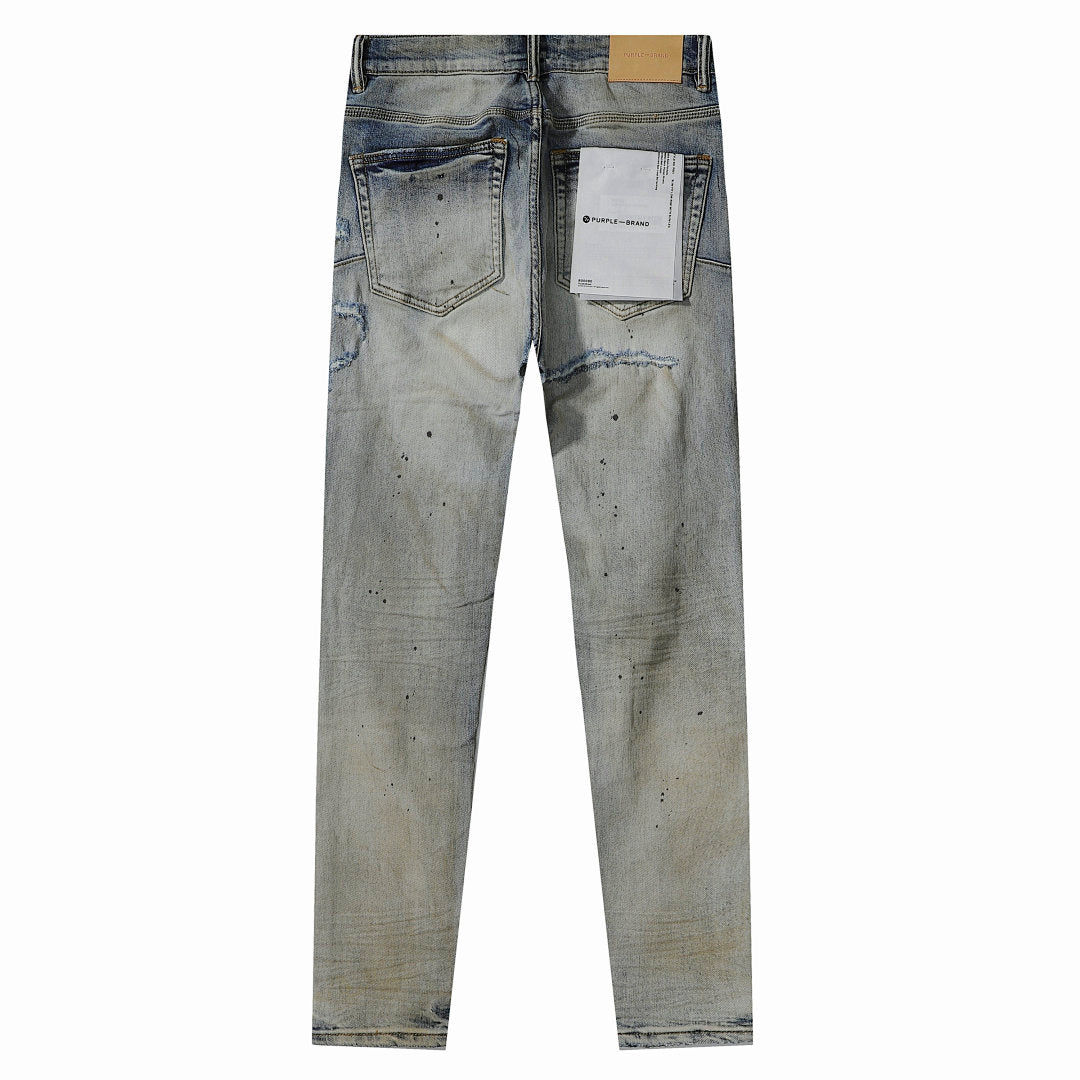 Purple Brand Mud Wash Patchwork Distressed Denim Jeans