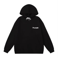 Purple Brand Men Black Abstract Graphic Pullover Hoodie