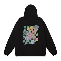 Purple Brand Men Black Abstract Graphic Pullover Hoodie