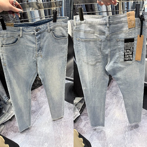 Ksubi Light Wash Rhinestone Studded Denim Jeans