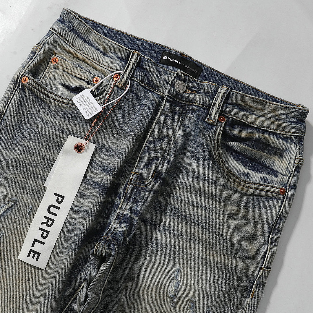 Purple Brand Mud Wash Patchwork Distressed Denim Jeans