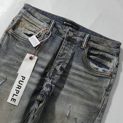 Purple Brand Mud Wash Patchwork Distressed Denim Jeans