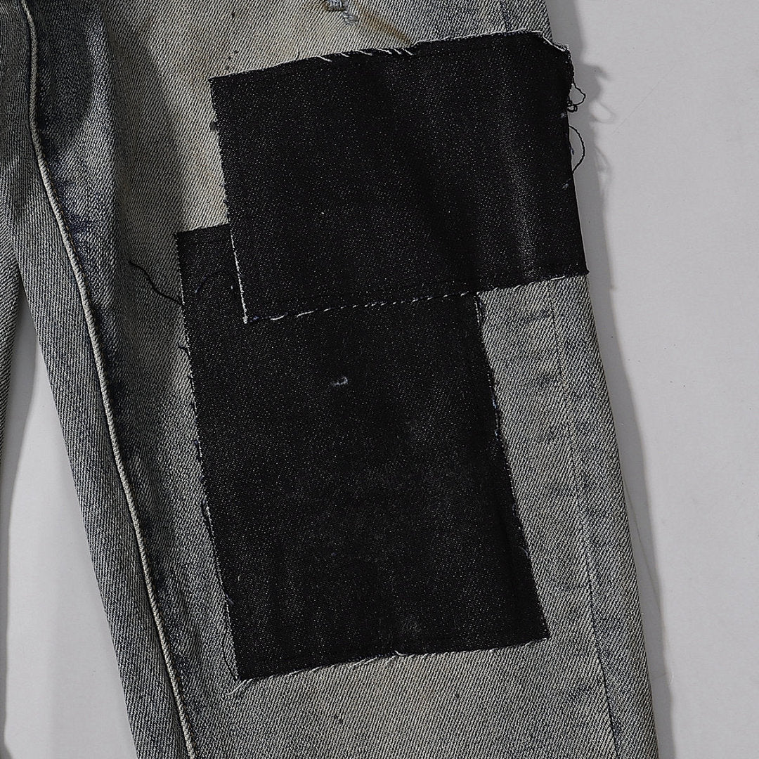 Purple Brand Mud Wash Patchwork Distressed Denim Jeans