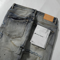 Purple Brand Mud Wash Patchwork Distressed Denim Jeans