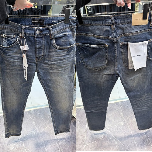 Purple Brand Men Black Blue Wash Denim Jeans
