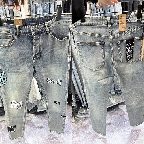 Ksubi Men Varsity Patch Slim Denim Jeans
