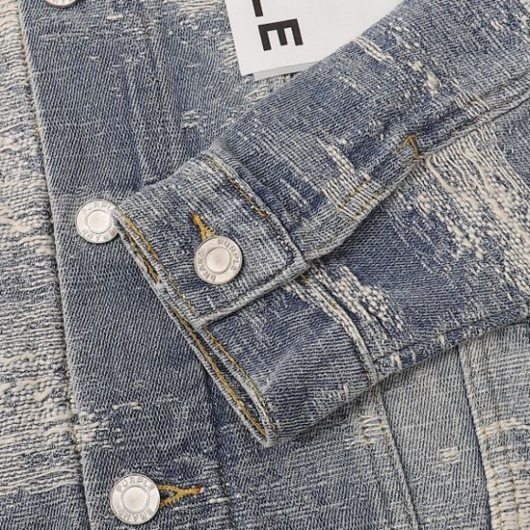 Purple Brand Vintage Distressed Paint Splatter Denim Jacket