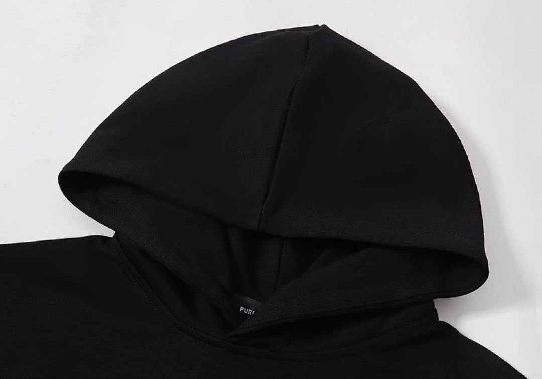 Purple Brand Men Black Floral Graphic Pullover Hoodie
