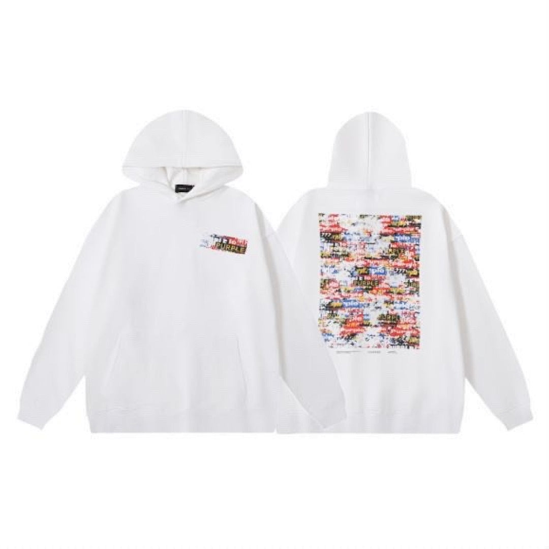 Purple Brand Men White Graphic Collage Pullover Hoodie
