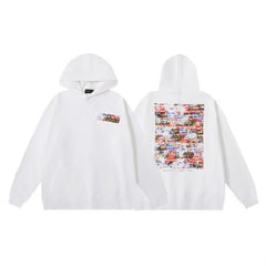 Purple Brand Men White Graphic Collage Pullover Hoodie