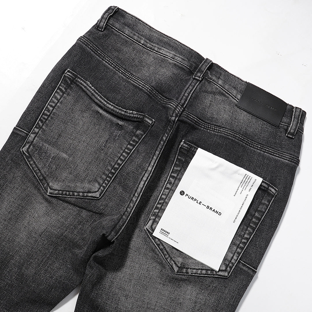 Purple Brand Black Distressed Knee Cut Denim Jeans