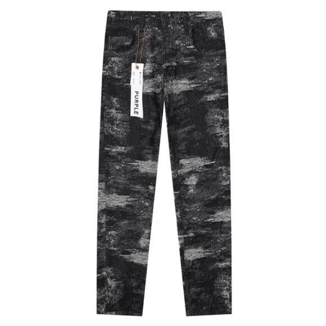 Purple Brand Black Abstract Paint Splatter Denim Jeans
