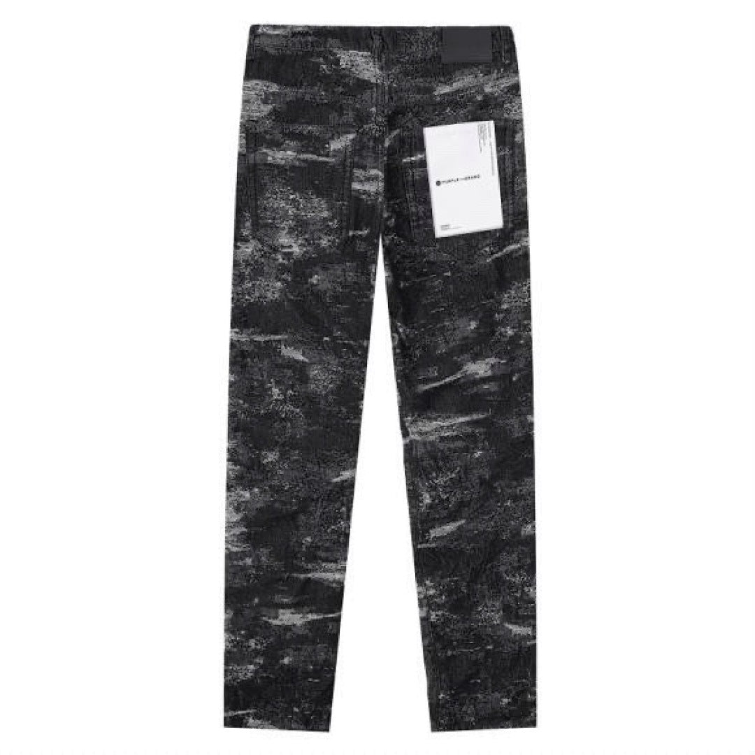 Purple Brand Black Abstract Paint Splatter Denim Jeans