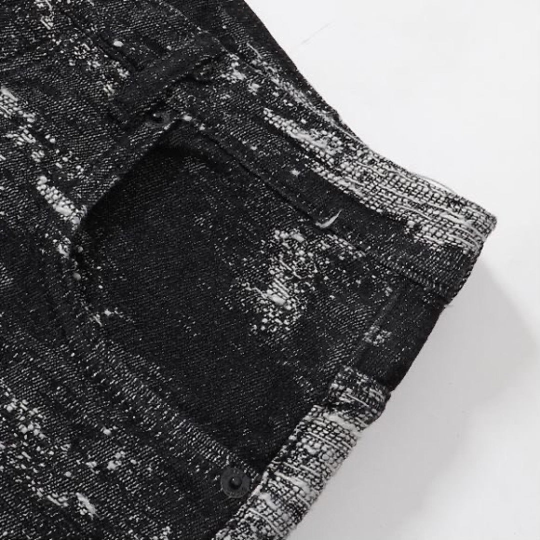 Purple Brand Black Abstract Paint Splatter Denim Jeans