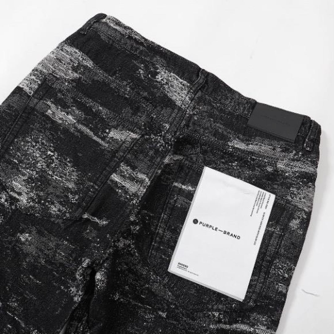 Purple Brand Black Abstract Paint Splatter Denim Jeans