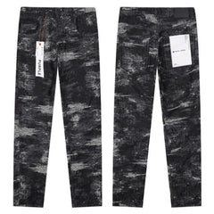 Purple Brand Black Abstract Paint Splatter Denim Jeans