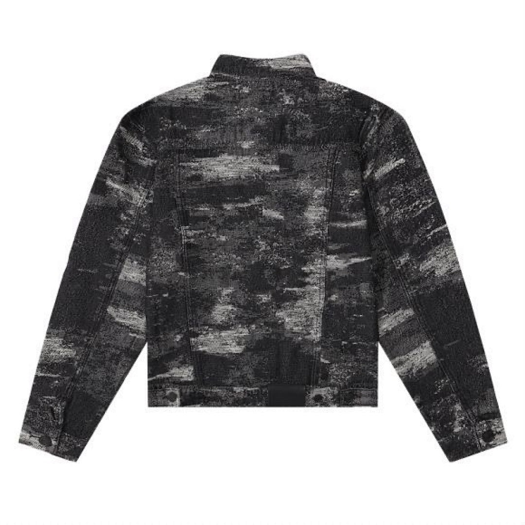 Purple Brand Black Abstract Paint Splatter Denim Jacket