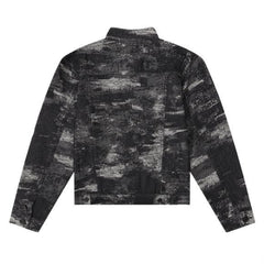 Purple Brand Black Abstract Paint Splatter Denim Jacket
