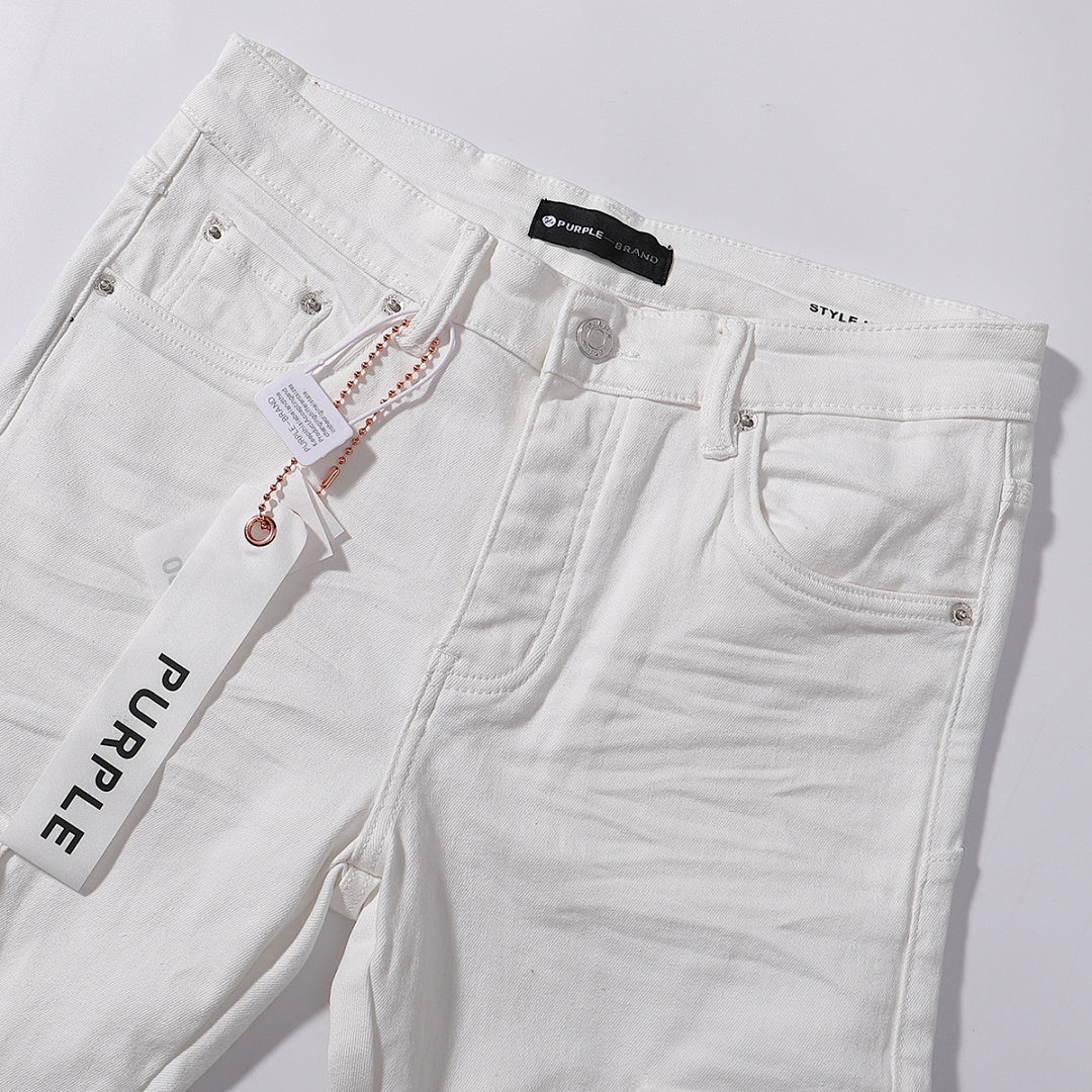 Purple Brand Men White Straight Cargo Denim Pants