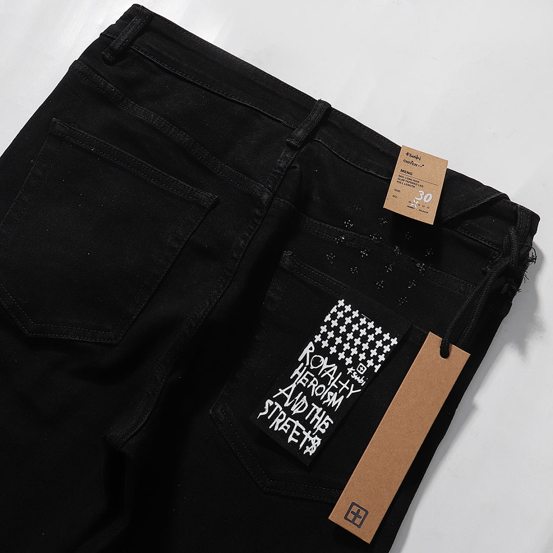 Ksubi Matte Black Tonal Embroidered Denim Jeans
