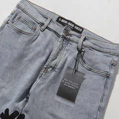 LOST SHDWS Light Wash Black Floral Denim Jeans