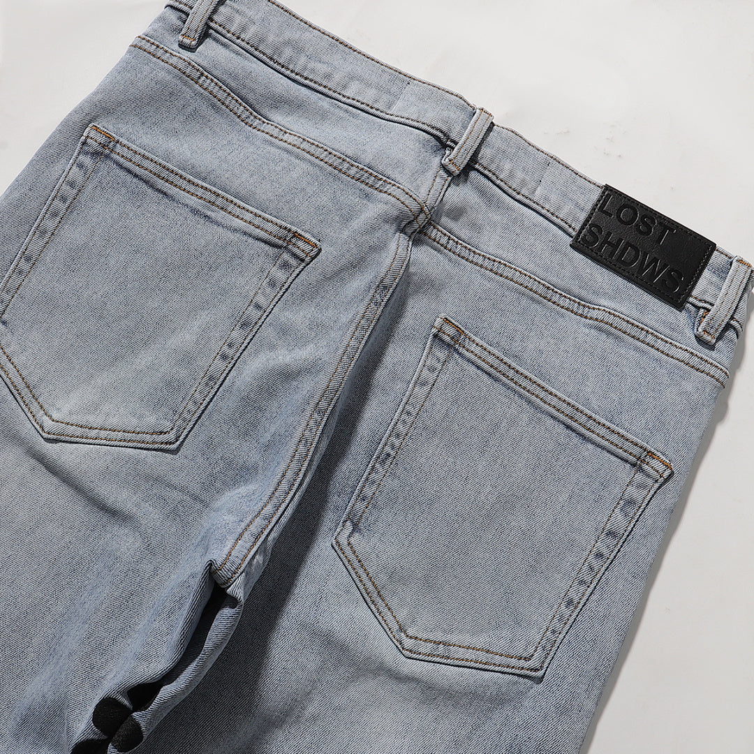 LOST SHDWS Light Wash Black Floral Denim Jeans
