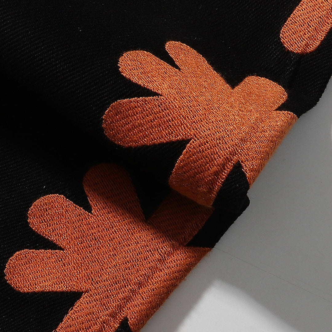 LOST SHDWS Black Rust Orange Floral Denim Jeans