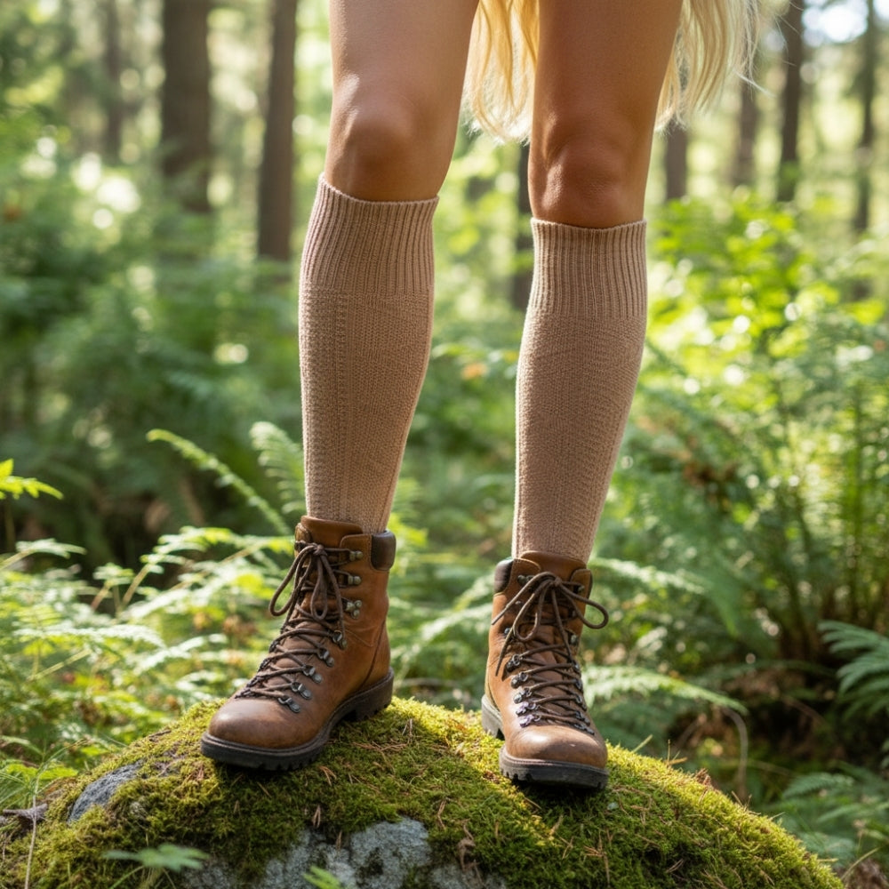 Premium Organic Cotton Knee-High Socks - Guaranteed Non-Slip Fit - Latte Brown