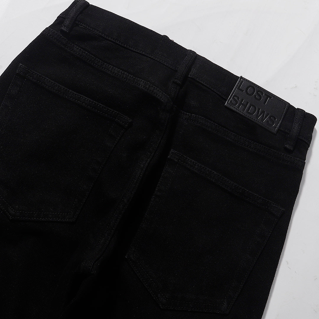 LOST SHDWS Black Off White Floral Denim Jeans