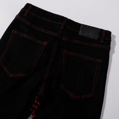 LOST SHDWS Black Red Star Floral Denim Jeans