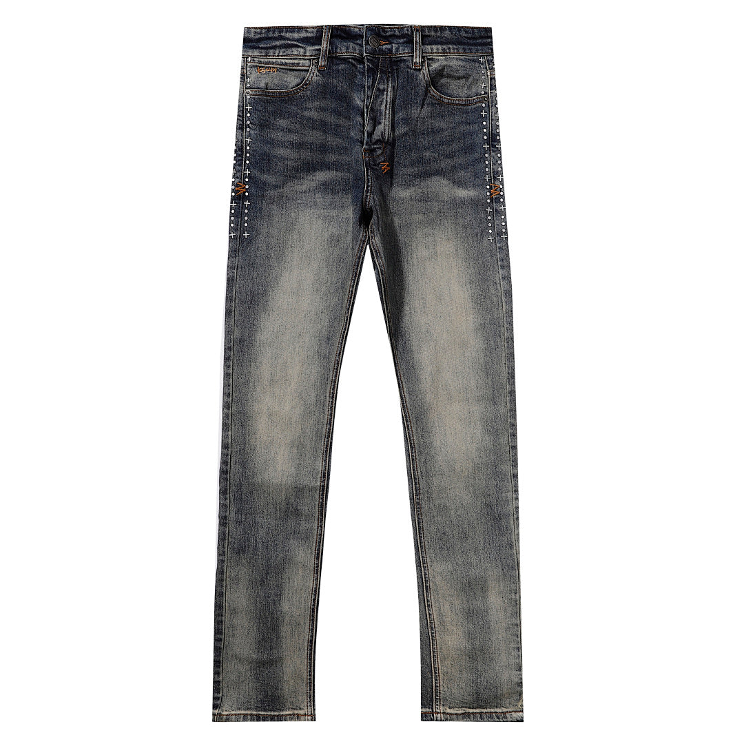 Ksubi Vintage Mud Wash Distressed Slim Denim Jeans