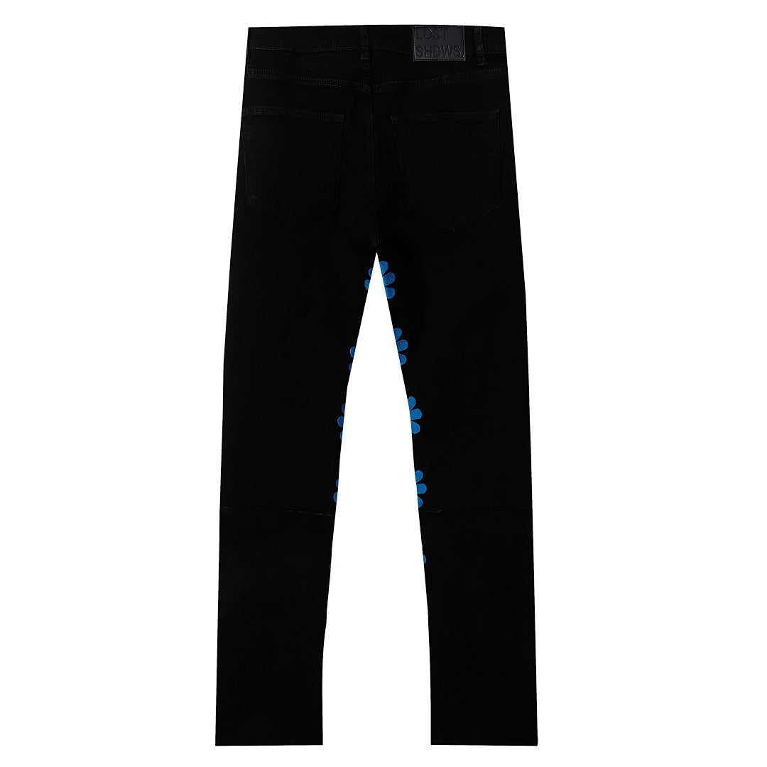 LOST SHDWS Black Electric Blue Floral Denim Jeans