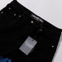 LOST SHDWS Black Electric Blue Floral Denim Jeans