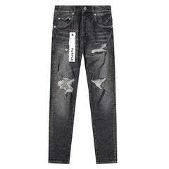 Purple Brand Black Distressed Knee Cut Denim Jeans