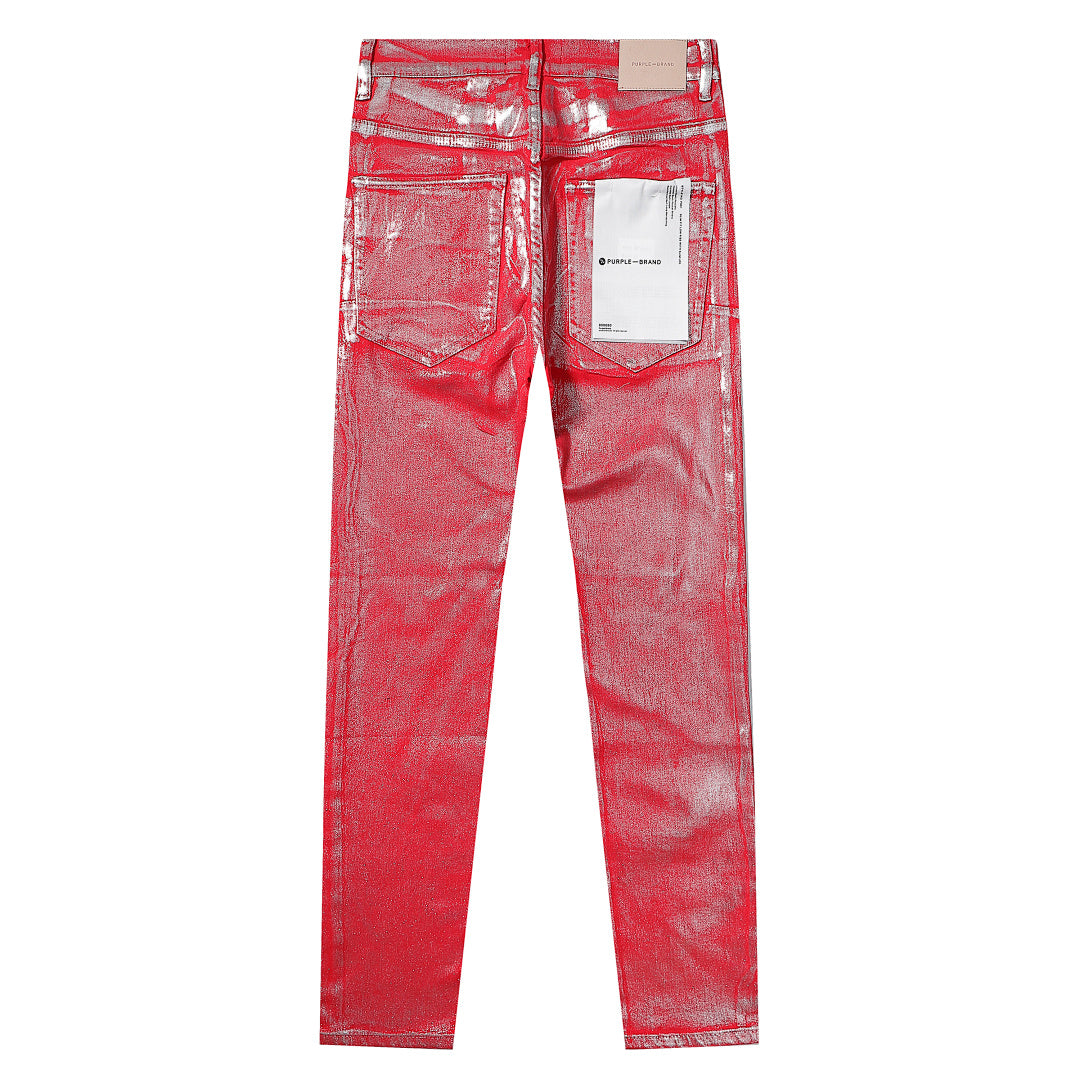 Purple Brand Metallic Red Foil Coated Denim Jeans