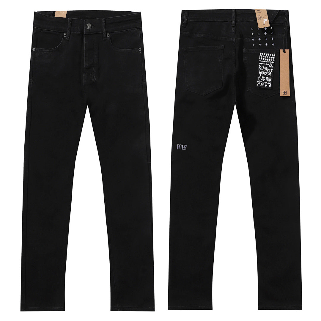 Ksubi Matte Black White Embroidered Denim Jeans