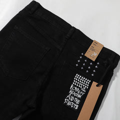 Ksubi Matte Black White Embroidered Denim Jeans