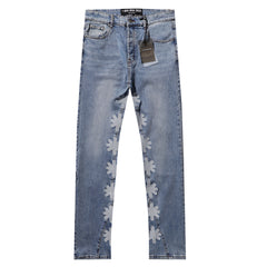 LOST SHDWS Light Wash Side Floral Denim Jeans