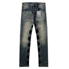 LOST SHDWS Distressed Multi Color Floral Denim Jeans