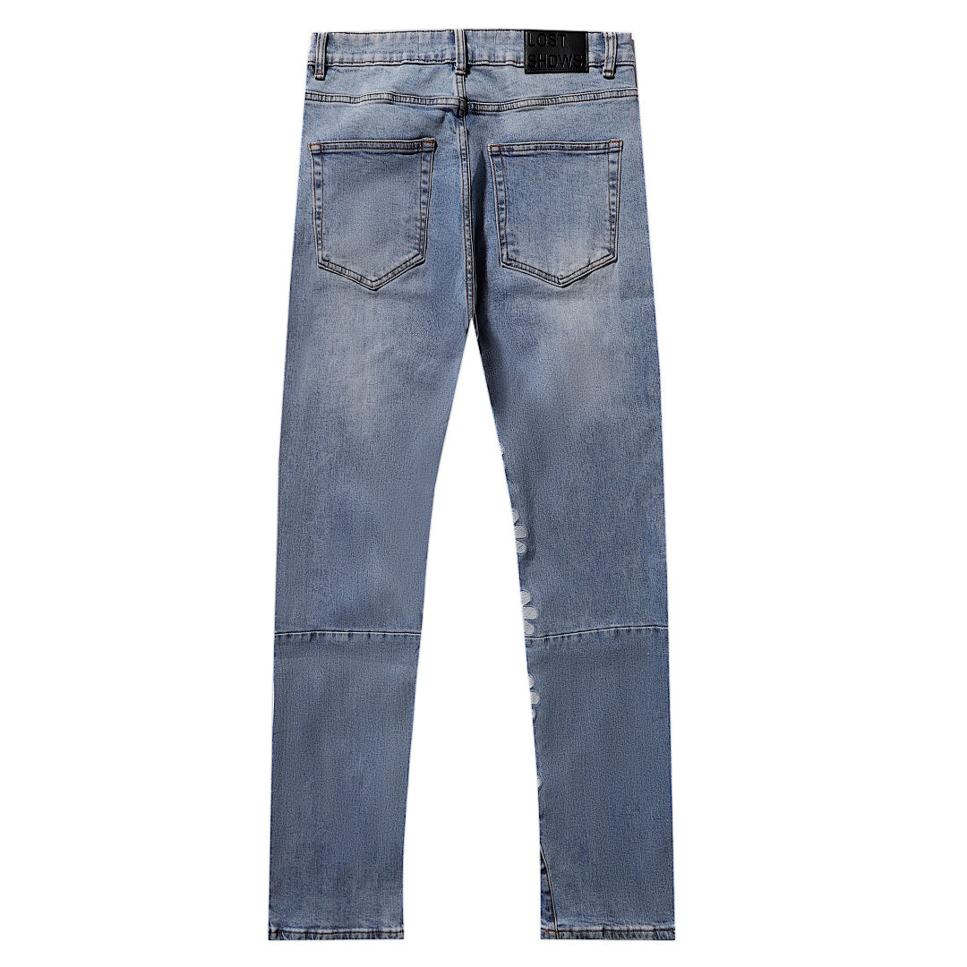 LOST SHDWS Light Wash Side Floral Denim Jeans