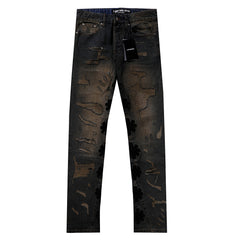 LOST SHDWS Vintage Mud Splatter Stacked Denim Jeans