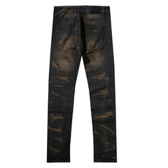 LOST SHDWS Vintage Mud Splatter Stacked Denim Jeans