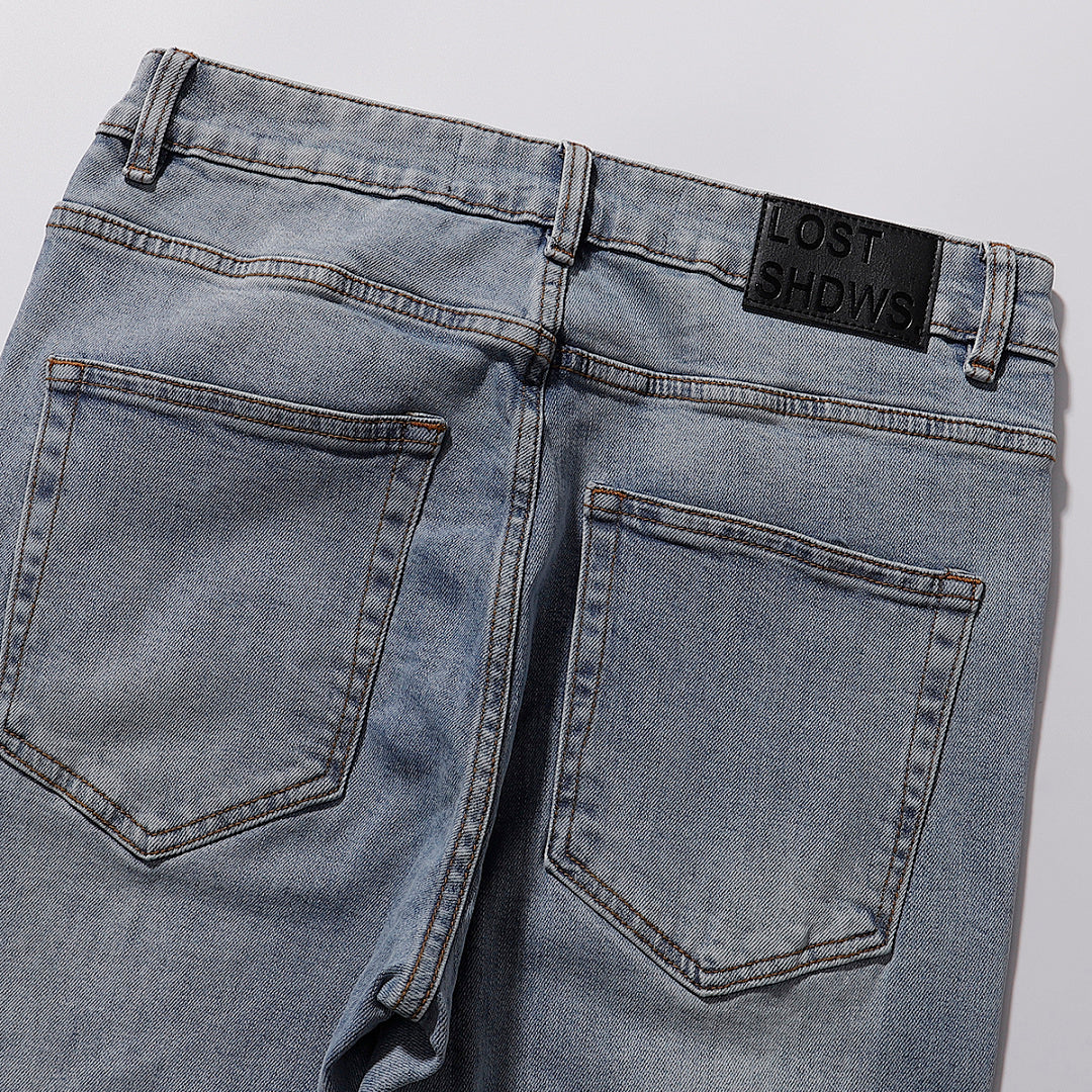 LOST SHDWS Light Wash Side Floral Denim Jeans