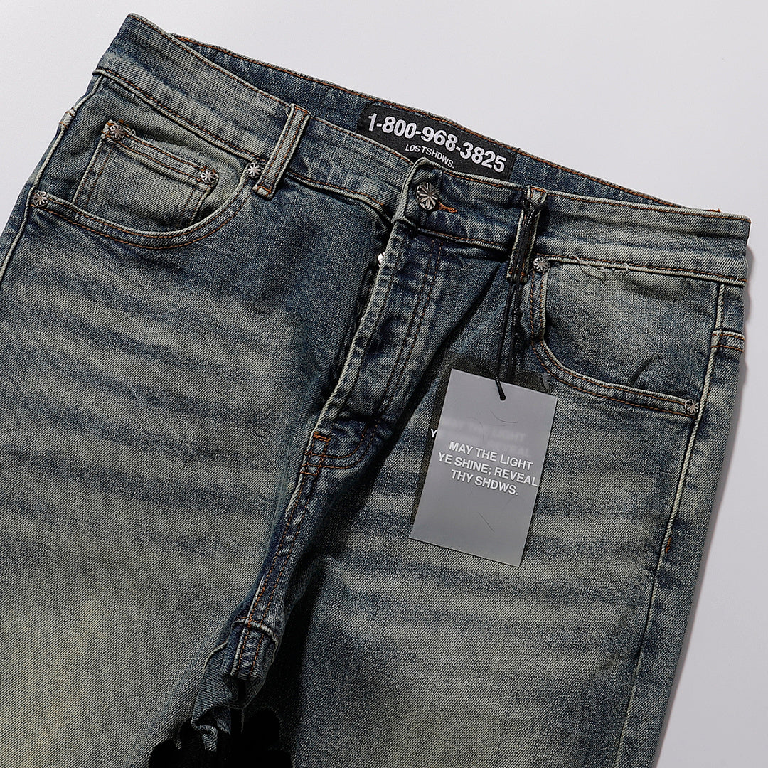 LOST SHDWS Distressed Multi Color Floral Denim Jeans