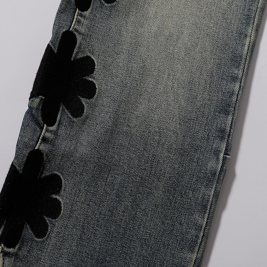 LOST SHDWS Distressed Multi Color Floral Denim Jeans