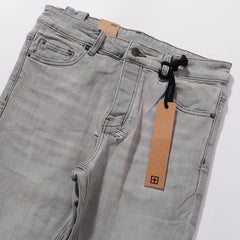 Ksubi Light Grey Acid Wash Denim Slim Jeans