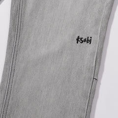 Ksubi Light Grey Acid Wash Denim Slim Jeans